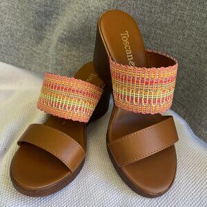 Toscanella Size 7 Slip on Sandal Wedges 3.5" Heel Made in Italy